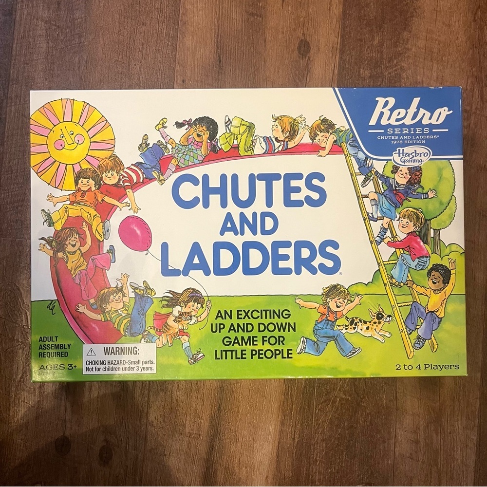 Hasbro Retro Series Chutes and Ladders Game - Blue and Green